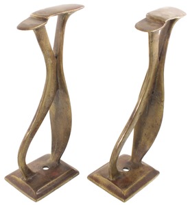 Unmarked: Two Solid Brass Shoe Shine Stands