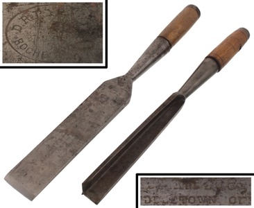 D.R. Barton & Company, Rochester, New York: Two Heavy Socket Timber Framing Chisels