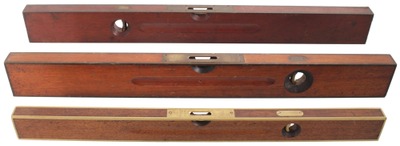 Stanley Rule & Level: Three Clean Brass Bound Spirit Levels