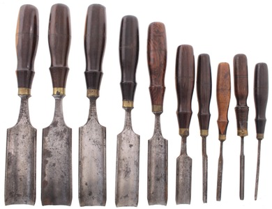 W. Butcher, Sheffield, England: Wkg. Set 10 Pattern Mkrs. Tang Gouges