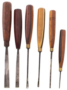 Assorted Makers: Six Ornate Hdl. Carving Tools
