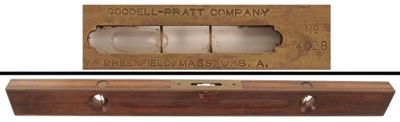 Goodell Pratt Company, Greenfield, Massachusetts, No. 4028: Extra Clean Brass Bound R'wood Level