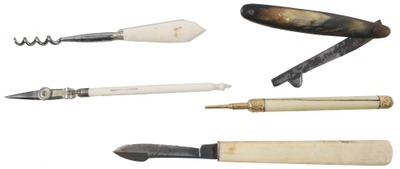 Assorted Makers: Five Bone Handled Accessories