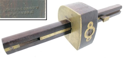 I. Wheatcroft, New York, New York: Brass Faced Rosewood Marking Gauge