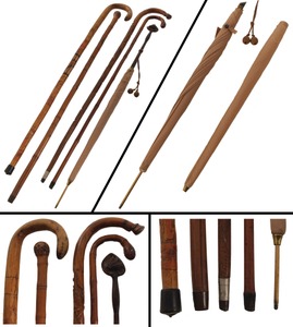 Assorted Makers: Five Carved Body G'man's Walking Stic