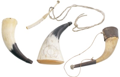 Assorted Makers: Three Early Bone Powderhorns