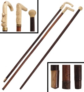Assorted Makers: Three 19th C. G'man' Walking Sticks