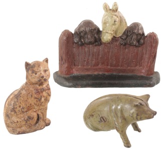 Assorted Makers: Three Figural Cast Iron Items