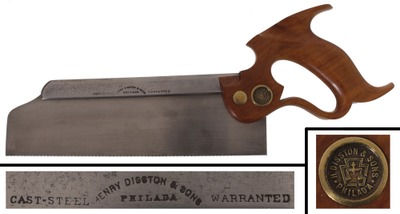 Henry Disston & Sons, Philadelphia, Pennsylvania: Rare Ogee Front 10 Inch Tenon Saw