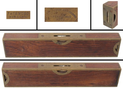 Stratton Brothers, Greenfield, Massachusetts, No. 10: Ten-Inch Rosewood Plumb & Level