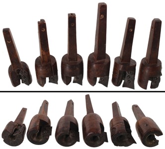 Unmarked: Stepped Set Of Six Hollow Augerts