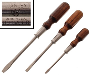 Stanley Rule & Level: Unused Set Of Three "Hurwood" Screwdrive