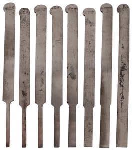 Sandusky Tool Company, Sandusky, Ohio: Full Set Of 8 Plow Plane Cutting Irons