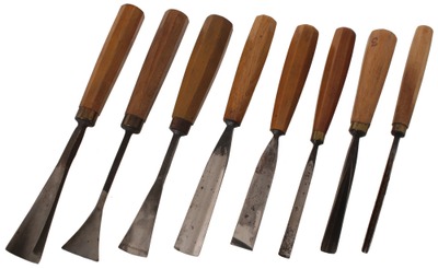 S.J. Addis & Son, Sheffield, England: Wkg. Set Of 8 Clean Carving Tools