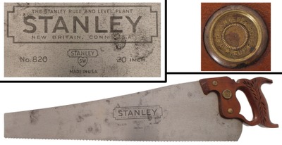 Stanley Rule & Level, No. 820: Rare Stanley 20" 9 Pt. Crosscut Saw