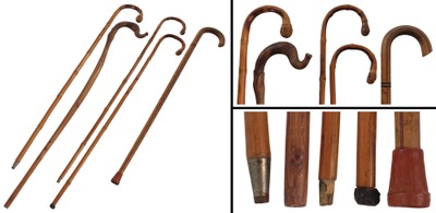 Assorted Makers: Five Carved Body Walking Sticks