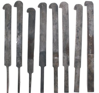 Thos. Ibbotson & Company, Sheffield, England: Set Of Eight Plow Plane Cutting Irons