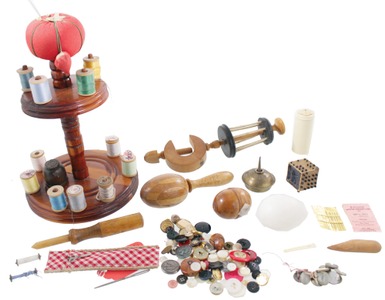 Unmarked: Ca. 1950's Wooden Sewing Stand