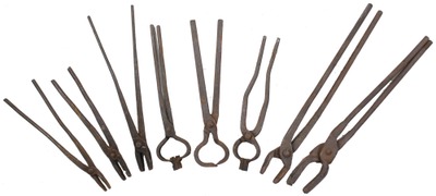 Assorted Makers: Lot Of Eight Asst. Blacksmith's Tongs