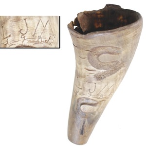 Unmarked: Carved Horn Scythe Stone Holder