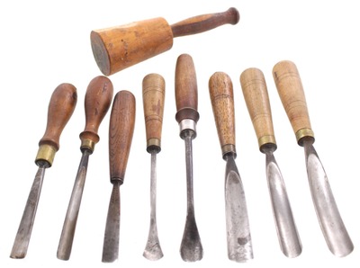 J.B. Addis & Sons, Sheffield, England: Eight Clean  Usable Carving Tools