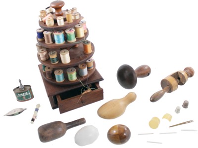 Unmarked: Ca. 1930's Wooden Sewing Stand