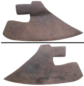 Unmarked: Early 14" Decorated "Goosewing" Axe Head