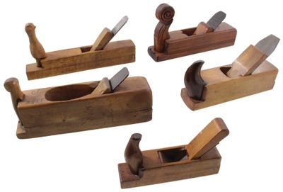 Assorted Makers: Five "Horn" Type Smooth Planes