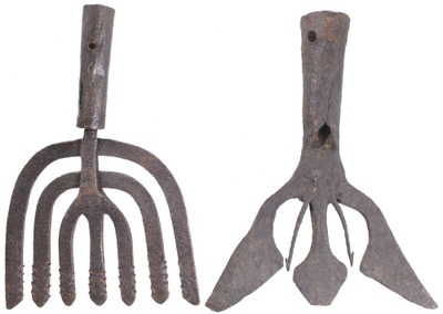Assorted Makers: Two Hand Forged Eel Spears