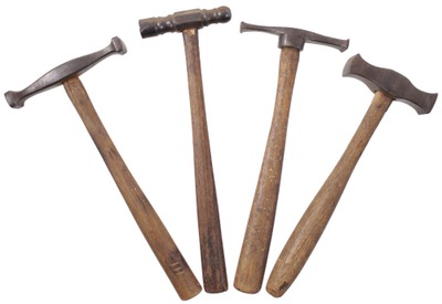 Assorted Makers: Four Early Type Metal Wkg. Hammers