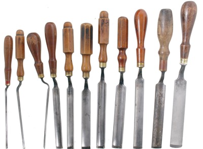 Assorted Makers: Wkg. Set Of Ten Crank Nceck Gouges