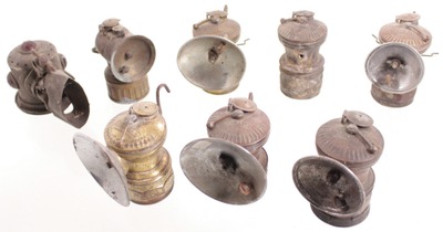 Universal Lamp Company, Springfield, Illinois: Lot Of Six Asst. Miner's Lamps