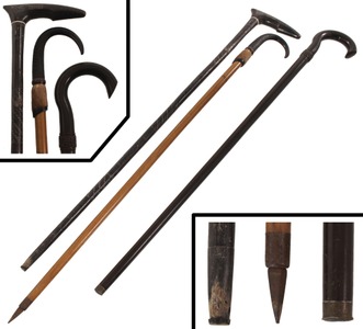 Assorted Makers: Three 19th C. G'man' Walking Sticks