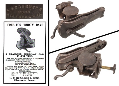 L..F. Grammes & Sons, Allentown,: Cast Iron Circular Saw Filing Vise