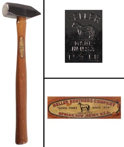 Heller Brothers Company, Newark, New Jersey: Unused 1 1/2 Pound Driving Hammer
