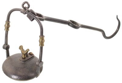 Unmarked: Early Brass & Iron "Betty" Lamp