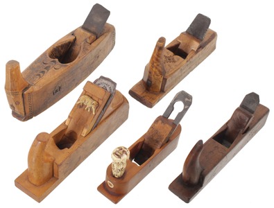 Unmarked: Five Carved & Decora European Planes