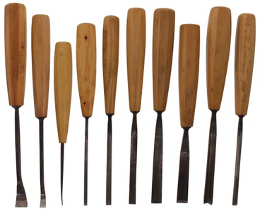 S.J. Addis & Son, Sheffield, England: Wkg. Set Of 10 Clean Carving Tools