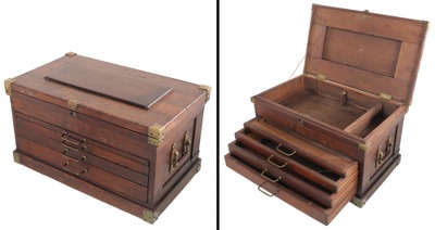 Unmarked: 19th C. Walnut Mach. Tool Chest