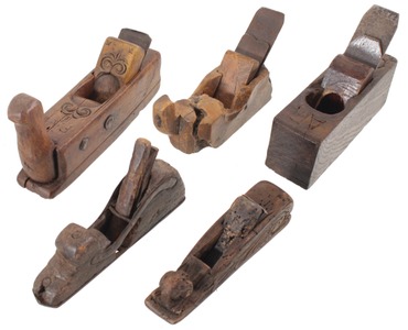 Unmarked: Five Carved & Decora Euroean Planes