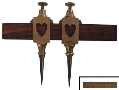 Unmarked: Pair Of Massive Brass Trammels