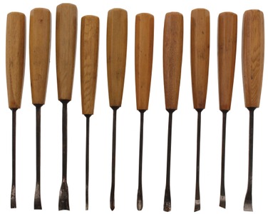 Buck Brothers, Millbury, Massachusetts: Superb Set Of 10 Scoop Carving Tools