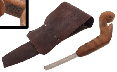 Unmarked: Recently Made Carved Body "Crooked Knife"