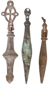 Unmarked: Lot Of Three Eastern Type Plumb Bob