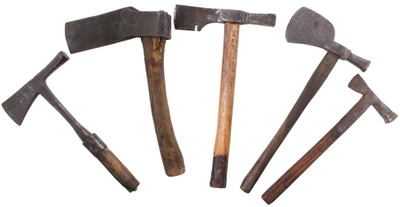 Assorted Makers: Lot Of Five Early Type Hatchets