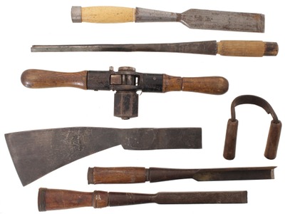 Assorted Makers: Lot Of Timber Framing Edge Tools
