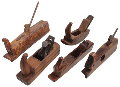 Assorted Makers: Five "Horn" Type Smooth Planes