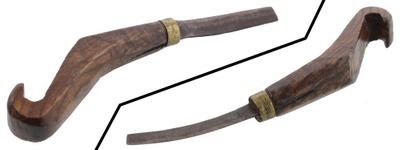 Unmarked: Early Oak Handle "Crooked Knife"