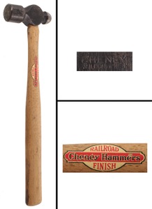 Henry Cheney Hammer Company, Little Falls, New York, No. 397: Unused "Railroad Finish" Ball Pein |h