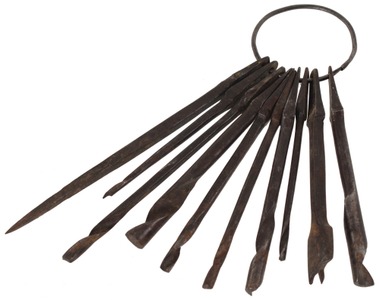 Unmarked: Set Of Ten Flat Tang Auger Bit